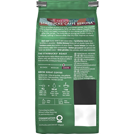 Starbucks  Cafe Verona Dark Roast Ground Filtre Kahve 200 g